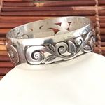 Brighton Silver Filigree Scroll Bangle Bracelet With Crystal Accents Photo 4