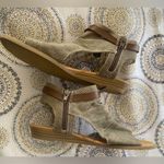 blowfish  Malibu Women Canvas Open Toe Slingback Flat Sandals Brown Green sz 8 Photo 8