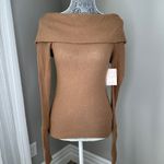Free People Fold Over Off The Shoulder Ribbed Brown Sweater Tops Size XS Photo 4