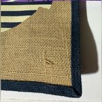 Burlap and Canvas Nautical Navy and white striped Anchor tote bag Tan Photo 6