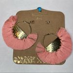 Shiraleah CHICAGO Anya Pink Earrings Gold Boho Tassel Fan Hoops NWT Photo 0