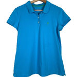 Lilly Pulitzer Island Azure Blue Lime Logo TransDry Polo Shirt Size Large L Top Photo 0