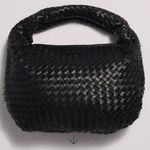 NA-KD Woven Rounded Bag Purse Black Faux Leather Photo 0