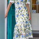 Just Me  Embroidered Lace white/Blue Floral Midi Dress size Medium Photo 11