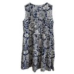 Elliot Lauren Semi Sheer Floral V Neck Gauzy Tier Pocket Dress Large Lightweight Blue Photo 2