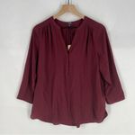 NYDJ ‎ 3/4 Perfect Pintuck Blouse Grenache Chiffon NWT Size S Photo 0