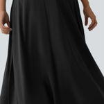 Halara  Breezeful High Waisted Skirt Size XS NEW Black High Low Ruffle Flowy Photo 0