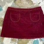 YKK MOSSIMO maroon mini skirt with gold beaded detail and front pockets ; 18 Red Photo 0