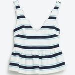 ZARA Striped Peplum Top V Neck Low Back Tank NWT sz XS Photo 1