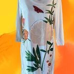 H&M Wool Blend Floral Butterfly Boho Mini Dress 3/4 Length Sleeve Cream Size 6 Photo 1