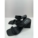 Abound  Dress Sandals Size 7.5 Black Carina Glitter Slip On Open Square Toe Heels Photo 1