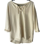 Jag Jeans Women's Size Small Debbie Lace Up Cream Sweater Clean Girl Minimalist Photo 0