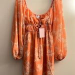 Hello Molly Hidden Kisses dress orange floral print long sleeve babydoll XS 2 Photo 3