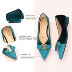 C.Paravano Peacock Sue Pointed Toe Flats Blue Size 11.5 Photo 2
