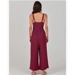 NEW Wide Leg Linen Blend Jumpsuits Beach Outfits M Pink Size M Photo 3