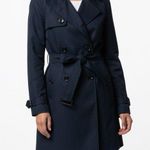 American Apparel  INC. Women’s Vintage Navy Blue Long Trench Coat Photo 0