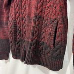 EXPRESS Cable Knit Sweater Full Zip Large Womens Red Black Ombré Pockets Photo 3