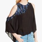 Free People  All About you embroidered Beaded and sequin cold shoulder top Photo 0