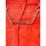 Elie Tahari Natania Sheer Double Breasted Belted Trench Coat Red Women's L Photo 4