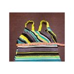 ZeroXposur  Yellow Blue Black Striped Racer Back Tankini Top‎ Size 12 Photo 2