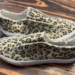 Womens Laceless Sneaker shoes, Low top Elastic Straps sneakers, cheetah print Brown Size 6 Photo 2
