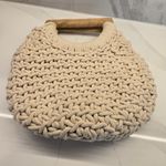 A New Day Beachy Boho Woven Ocean Blue Purse with Wooden Handles Photo 3