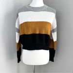 Ambiance Apparel Crew Neck Sweater Color Block On The Way Sweater Brown Photo 3