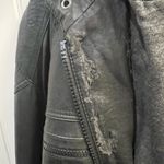 Perry Ellis Men’s Black Faux Leather Hooded Moto Jacket Photo 4