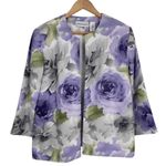 Alfred Dunner Blazer Jacket Womens 14 White Purple Floral Easter Church NEW Photo 0