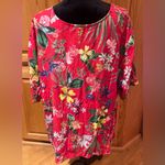 Karen Kane  Fresh Squeeze Short Sleeve Tie-Front Top Red Tropical Floral Size 3X‎ Photo 4