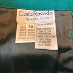 Carla Roveda Teal 100% Wool Pleated Midi Skirt Italian Designer Size L Green Photo 4