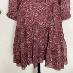 Rose + Olive  Dress Size Small Paisley 3/4 Sleeve Tie Waist Chiffon Ruffle Hem Photo 7