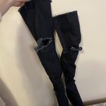 Womens ShoeDazzle Destroyed Over the Knee Dark Denim Heeled Boots Size 8 Blue Photo 6