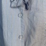 Talbots Blue White Pin Striped 3/4 Sleeve Ruffled Neckline Button Up Size 4 Photo 6