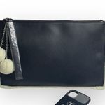 Carlos Santana new ❤︎ Vegan Leather Fur Pom Pom Clutch Handbag Bag ❤︎ Black Photo 5