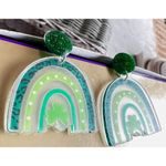St Patrick's Day Earrings Shamrock Rainbow Shaped Dangle Whimsical New P… Green Photo 5