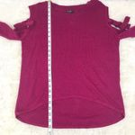 EXPRESS  Burgundy Tie Sleeve Sweater Top Cold Shoulder Pink Purple Size Small New Photo 14