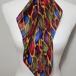 J. Garcia abstract geo multicolored limited edition small square silk scarf Photo 0