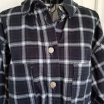 Topshop Heavy Shacket Cotton Blue Plaid Denim Button Front Oversized Jacket Womens 0-P Photo 1