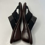 Onex Wedge Slip On Sandals Size 8 Black Rhinestone Strappy Lightweight Holiday Photo 8