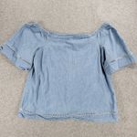 Ralph Lauren Lauren Chambray Off Shoulder Top Womens XL Blue Denim Bell Sleeve Photo 8