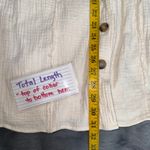 Free People  All About The Feels M Gauze Cotton Button Up Top Ivory Boho Peasant Photo 9