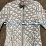 Madden Girl  Silver Metallic Quilted Puffer Coat Size M Photo 5
