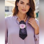 “Dainty Dapper” Purple necktie Necklace with lavender rose adornment Photo 1