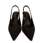 Betsey Johnson  Black Rhinestone Slingback Kitten Heels with Silver Heels Photo 1