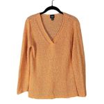 Eileen Fisher  Orange Linen Blend V-Neck Loose Knit Sweater Sz‎ M Photo 0