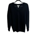 Spanx Black V Neck Sweatshirt Long Sleeve Pullover Top Women Size Medium Stretch Photo 1