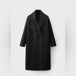Mango wool coat oversized charcoal long handmade lapel vneck collar pockets Photo 15