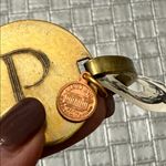 Top Shelf “Penny for Your Thoughts” Brass Bangle Bracelet – Letter P Gold Photo 4