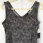 Alfani New Dot Print V-Neck Shark Bite Hem Tunic Tank Top Black White Photo 3